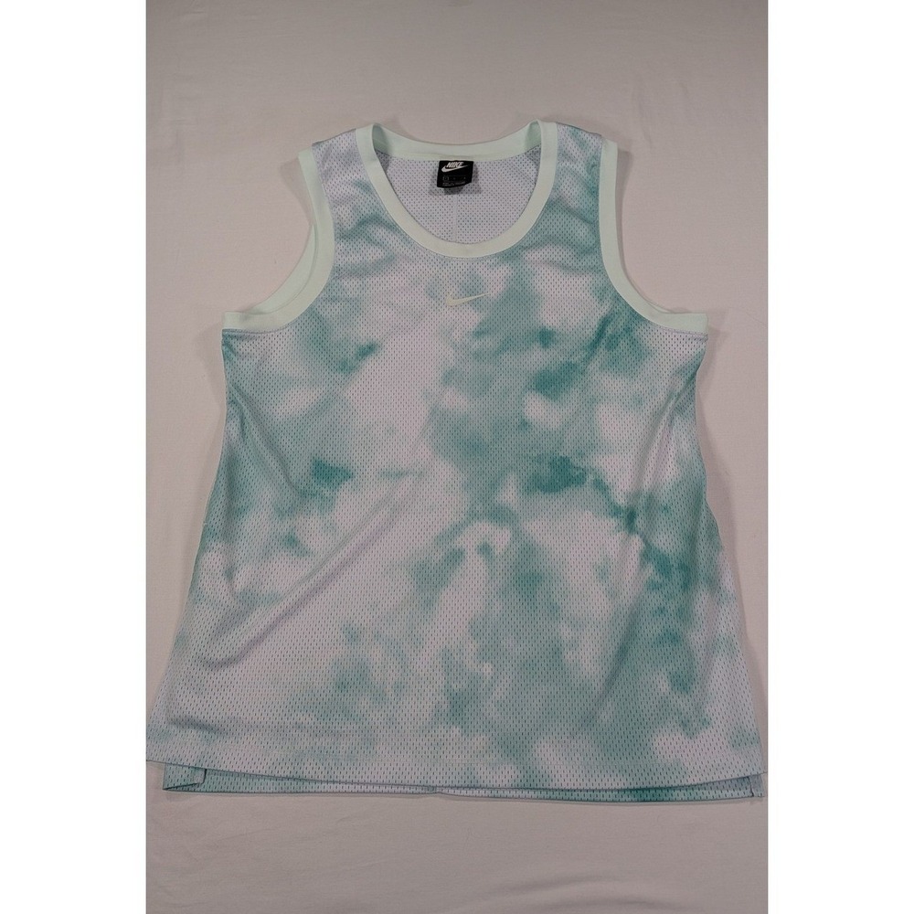 Nike Womens Tie Dye Mesh Basketball Tank Top Mint Green White Large DQ4550-379